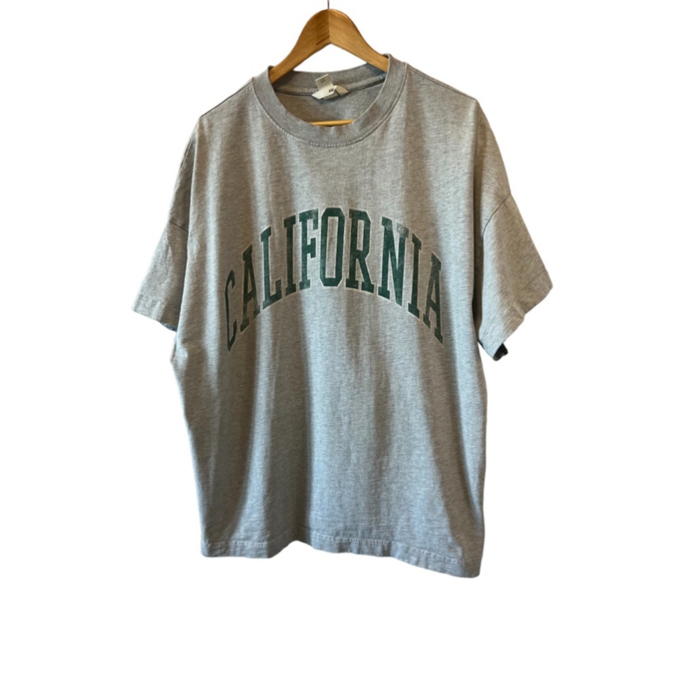 MENS H&M Grey Graphic Print Casual Short Sleeve Tee Shirt XL